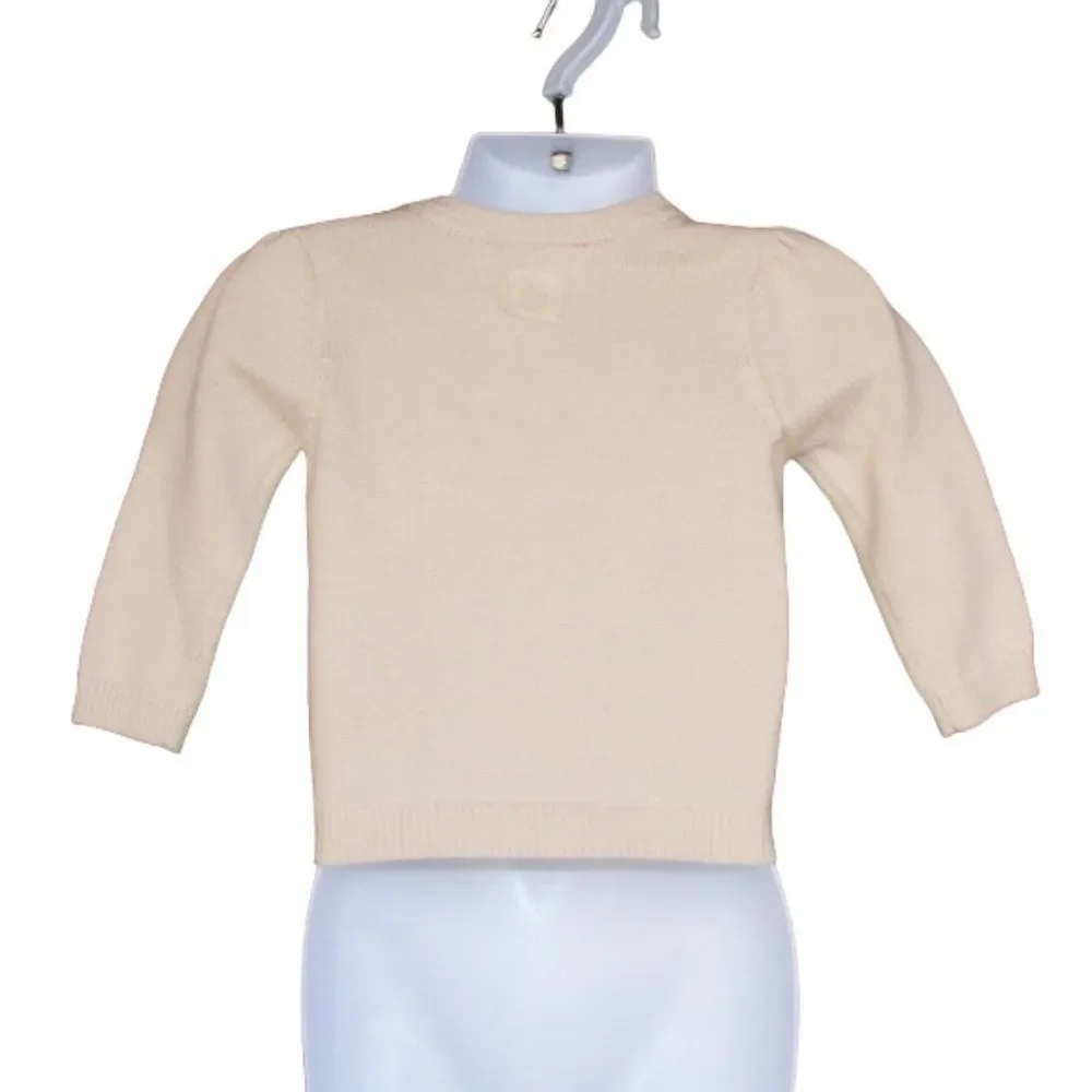 BABY GAP Sweater, 6-12M, Cream/Grey Text, Love, 2 button shoulder, Red Heart